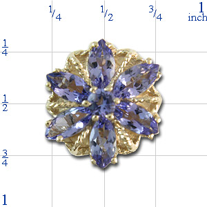A3002 14K SLIDE WITH TANZANITE MARQUISE IN A FLOWER DESIGN 